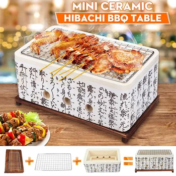 

Japanese Barbecue Grill Portable Barbecue Ceramic Stove Japanese Food Charcoal Stove with Solid Wood hermal Insulation Support