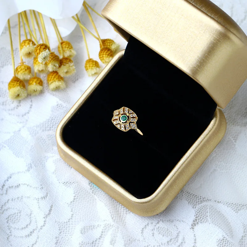 Ruifan 9K Золото Квадратный драгоценный камень украшения для помолвки с изумрудом кольцо для женщин натуральные камни Настоящее серебро 925 кольца YRI102