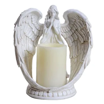 

9" Praying Angel Figurine Wings Angel Flamless LED Candle with 6H Timer Function Angel Figurine Sculpture Statue Decorative
