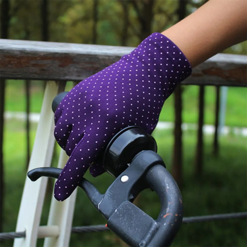 1 пара, женские перчатки с сенсорным экраном, тонкие теплые перчатки, велосипедные эластичные наручные варежки в горошек, Luvas Guantes Handschoenen