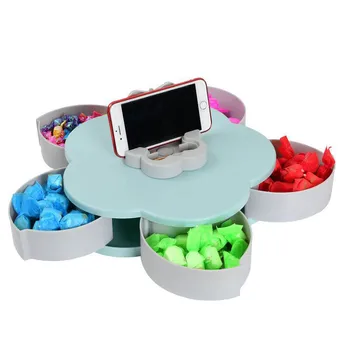 

Creative Rotating Candy Box Multi-Function dried fruit snack seed storage box Garbage holder Plate Organizer