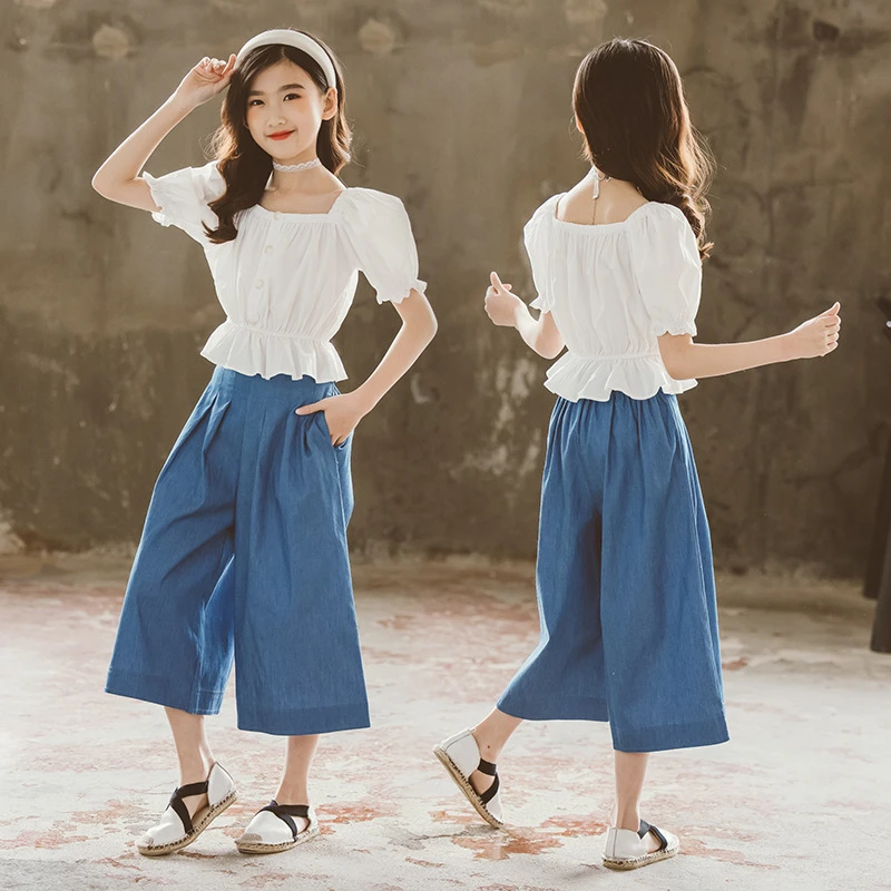 Conjunto de ropa de Boutique para niñas, Tops con volantes, camisetas y pantalones de pierna conjuntos de 2 piezas para 6, 8, 10, 12, 14 y 16 2021|set de ropa| - AliExpress