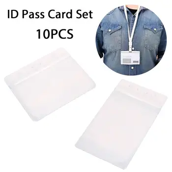 

ID Card Holder Business Labels Enclosed Protector Wear-Resistant Transparent PVC Premium Portable Install ID Card Cover