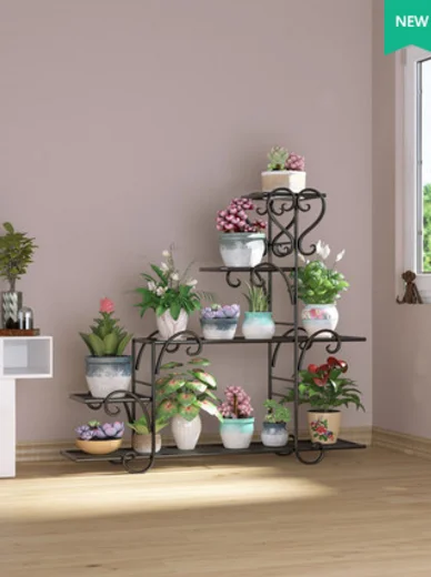 Flower rack indoor green Luo balcony flower rack iron art pendant orchid rack living room floor type simple flower pot rack