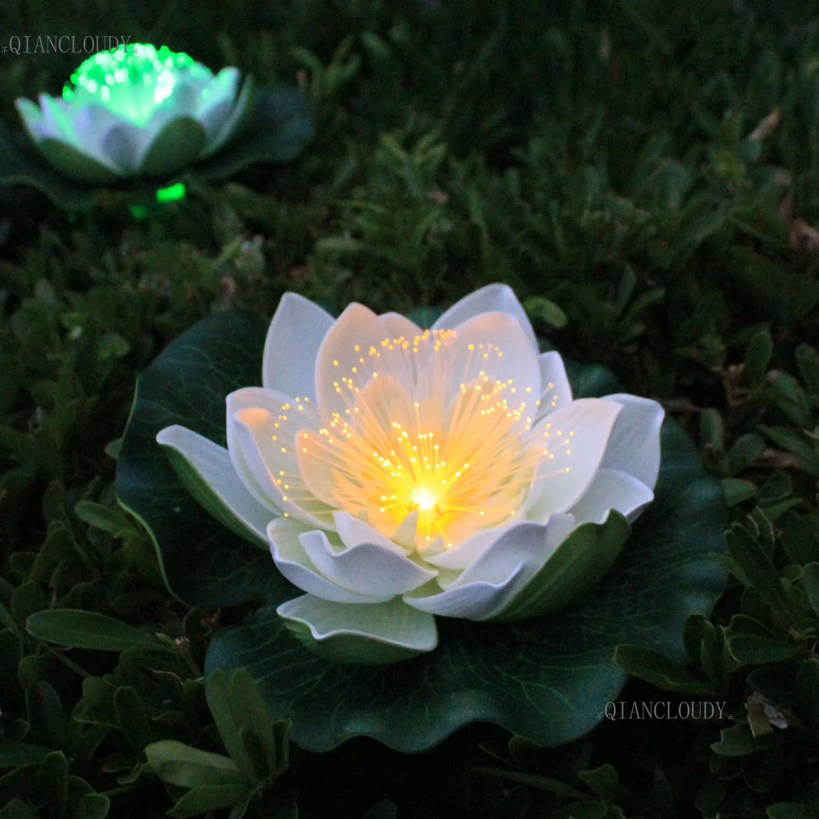 LED Optic Fibre Light Artificial Floating Water Lily Lotus Pond Wedding Flowers 