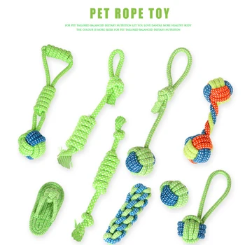 

WH 7/9PCS Hot Natural Cotton Ropes Knots Bones Chew Teething Toys kit Durable Bite Playing Training Knots aggressive Chewers
