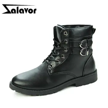 

ZALAVOR Ankle Boots Men 2020 Autumn Winter Lace Up Work Shoes Men Business Metal Buckle Short Boots Flats Footwear Size 39-44