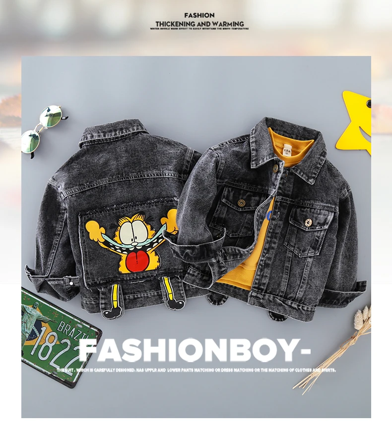 Dolmidol/ г., HOTHOT, джинсовая куртка модный осенний Тренч для мальчиков с гарфилдом детская одежда верхняя одежда От 3 до 8 лет детские джинсовые пальто
