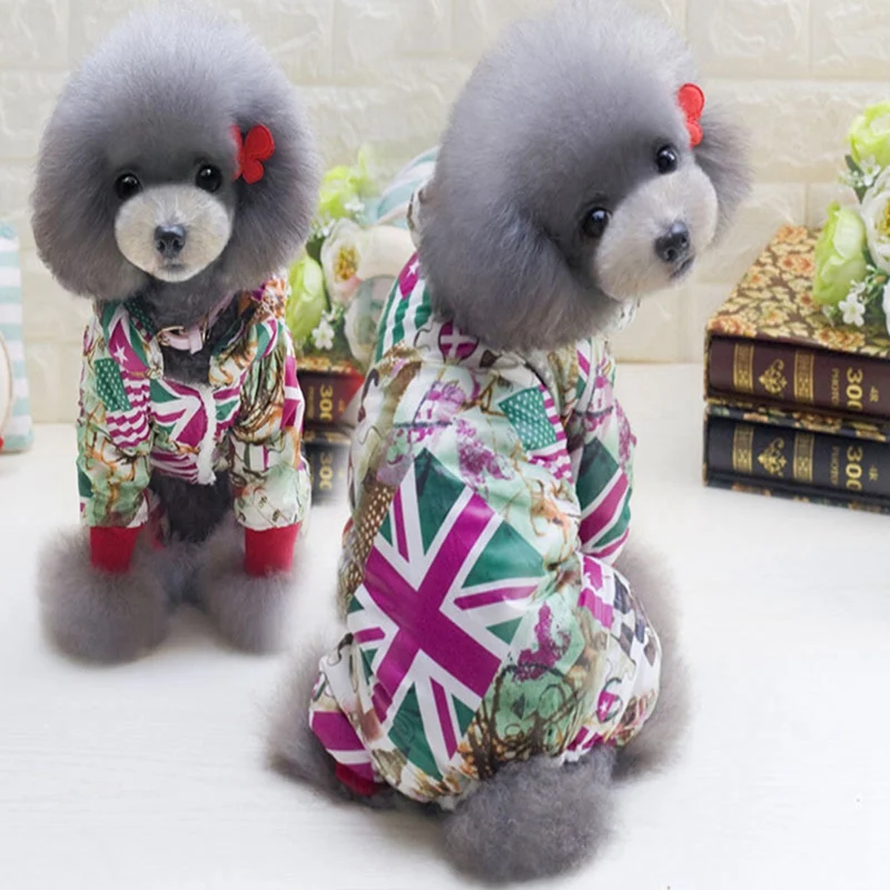 Одежда для домашних животных осенне-зимняя утепленная одежда для домашних собак Теплый комбинезон модная Плотная хлопковая куртка на четыре фута Красный Лучший