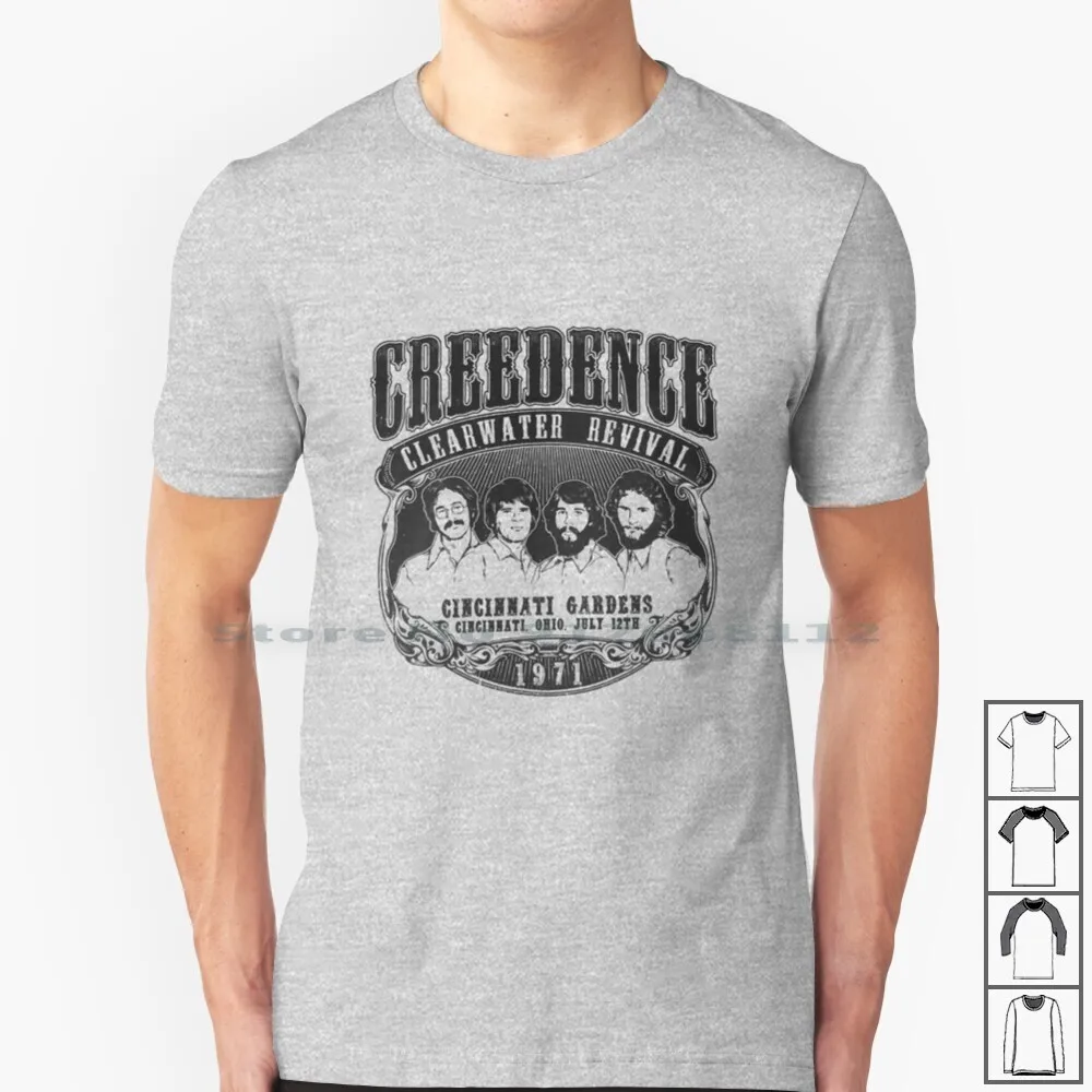 Mens Retro Creedence 596 Revival 1971 Maglietta Marrone 100% Cotone Mens Retro Creedence 596 Revival 1971 Marrone
