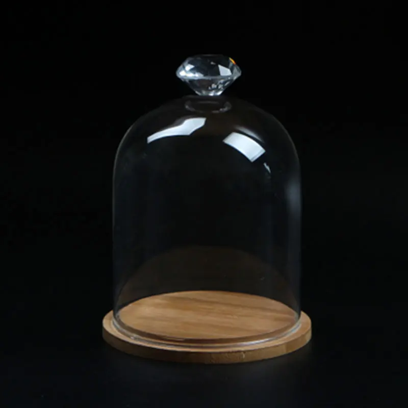 Home Decor Glass Dome With Bamboo Base For Wedding Party Event Table Centerpiece Decoration Cake Cover Valentine's Day Gift | Дом и сад