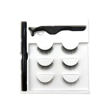 

3 Pairs Magnetic Eyelashes Extension Set Magic False Eyelash Set With No Glue No Magnet Magic Eyeliner Kit