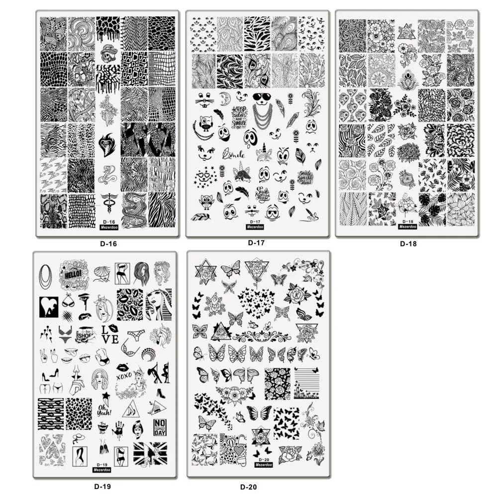 Nail Stamp Snake Big Size Full Cover Nail Stamping Plates 14.5*9.5cm Lace Heart Sexy Girl Punk Style Manicure Nail Art Template 2