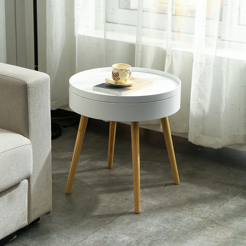  Solid wood Nordic creative coffee table simple side sofa side table corner several bed round table