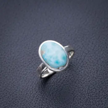 

StarGems Natural Caribbean Larimar Handmade 925 Sterling Silver Ring 6 D8467