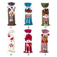 Рождественские украшения Набор фланелевых бутылок Санта-Снежинка Клаус снеговик лося Декор Бутылки Вина Набор рождественские украшения подарок