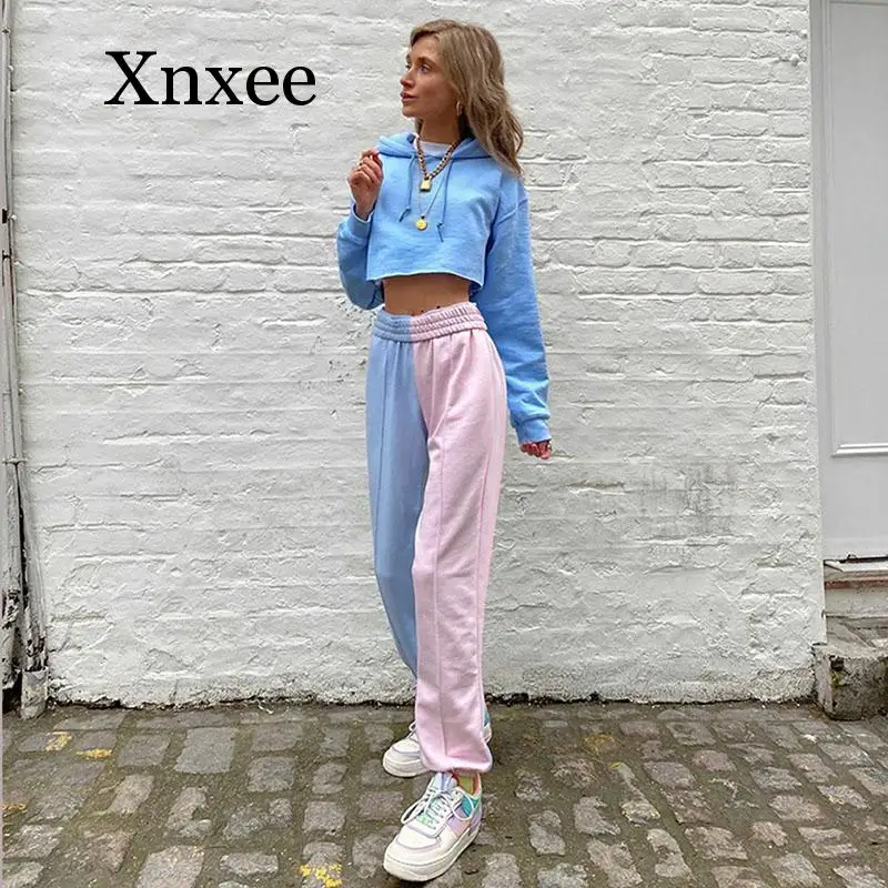 Spring Neon Tie Dye Joggers High Waist Long Baggy Pants Women Sweatpants Loose Trousers 2020 Autumn Streetwear Clothes Pink