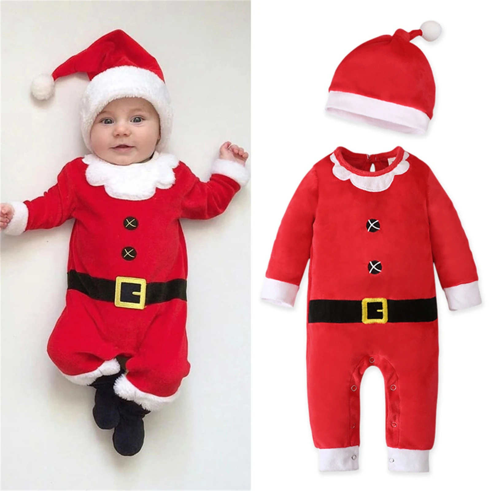 Moral volatilidad Cuarto My First peleles navideños para bebés, disfraz de Año Nuevo para bebés,  mono de Santa Claus para niños pequeños, navidad| | - AliExpress