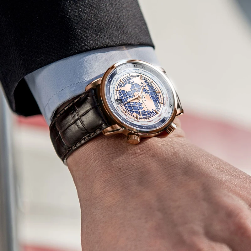 AGELOCER мужские часы Швейцарский люксовый бренд мировое время автоматические механические мужские наручные часы Сапфировая кожа мировое время relogio