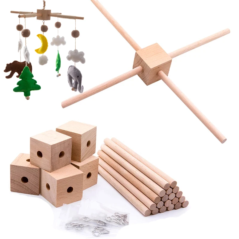 

1Set Baby Hanger Mobile Crib Frame Bed Bell Wooden Mobile Crib DIY Crafts Frame Handmade Toys Mobile Holder Newborn gifts