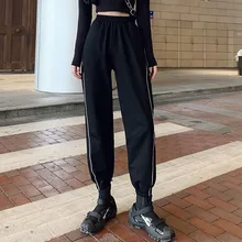 

Women Plus Size Casual Loose Sport Pants 2021 High Waist Jogging Pant Female Fashion Side Stripe Streetwear Trousers Ladies Pop
