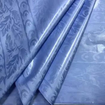 

African Style Milk Blue African Bazin Riche Getzner Fabric Guinea Brocade Damask Shadda Lace Fabrics for Men Cloth in 5 Yards