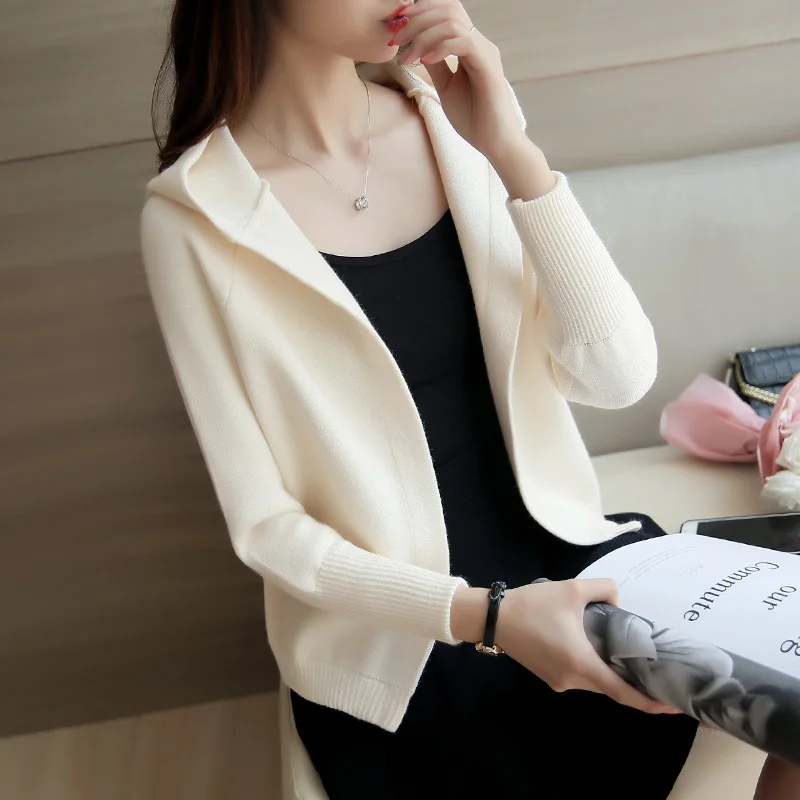 Creamy-white AreMoMuWha женские свитера Кардиган Ранняя осень новые женские осенние модные осенние вязаные ранние женские свитера QX1208 - Цвет: Creamy-white
