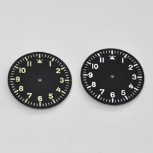 Детали часов, 35,5 мм черный циферблат для часов Miyota 8205/8215/821A Mingzhu DG 2813/3804 механизм наручные часы