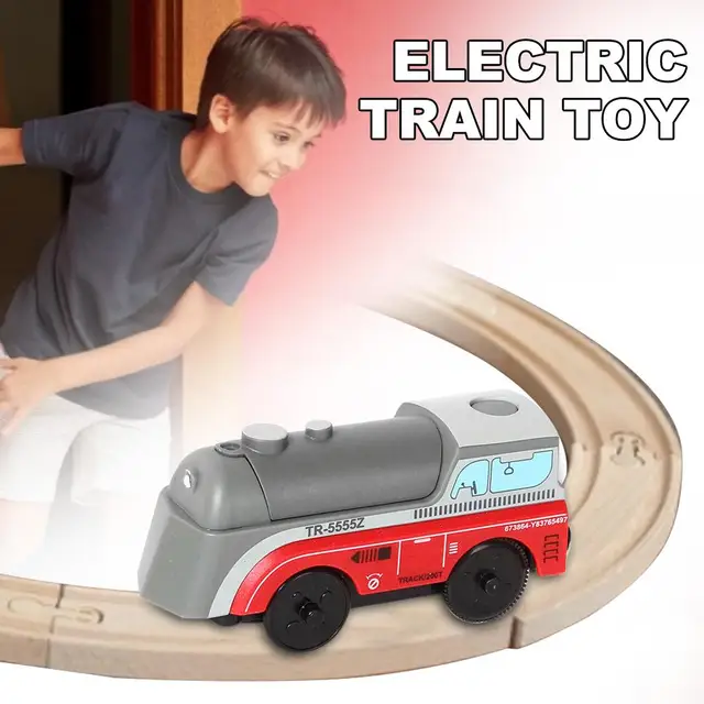 New Small Train Toy Battery Powered Engine Train Kids Wooden Railway Electric Train Compatible Wooden Track all kinds optional 4