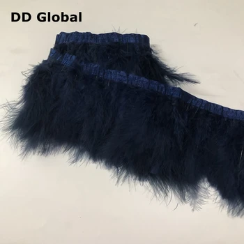 

29 Colors 2 Meter Width 15-20CM Fancy Fluffy Dyed Navy Blue Turkey Marabou Feather Ribbon Lace Trim Boa Party Garment Decoration