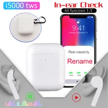 I5000 Tws Air 2 1:1 беспроводной Bluetooth наушники Smart sensor 1536D 8D Super Bass PK H1 чип i30 i200 i500 i9000 TWS