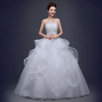 

FEERIJT Vintage Sexy Strapless 2020 New Wedding Dress Plus Size Custom Made Princess Bridal Ball Gown Vestido De Noiva