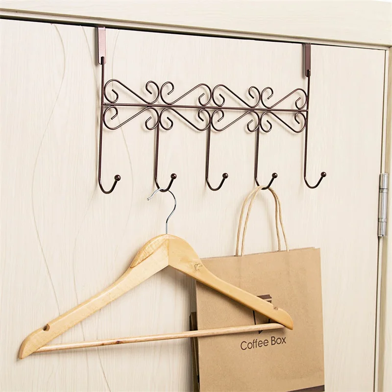 Hanger 5 Door Towel Over Hooks Rack Hat The Organizer Clothes Home Bathroom  Coat Housekeeping & Organizers Purse Hanger for Wall Screw And Nail