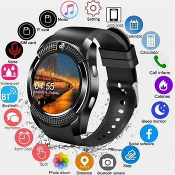 

Bluetooth Waterproof Smart Watch Support Android Phone 2G SIM TF Card Watch Camera Touch Screen Women Sports Clock V8 Smartwatch