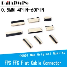 Conector de cabo chato fpc ffc, 10 drive, 0.5mm, partes inferior, conector 4p 5p 6p 7p 8p 10p 12p 14p 16p 20p 22p 24p 30p 34p 60p
