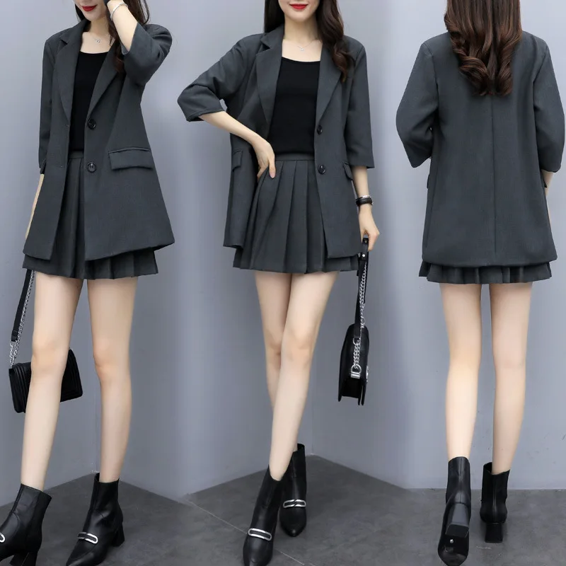 

Suit WOMEN'S Suit-Style Elegant Graceful 2019 Autumn New Style WOMEN'S Dress British Style Pleated Skirt Case