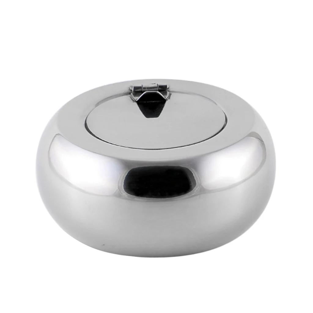 Stainless Steel Tabletop Ashtray with Cigarette Holder Windproof Unbreakable