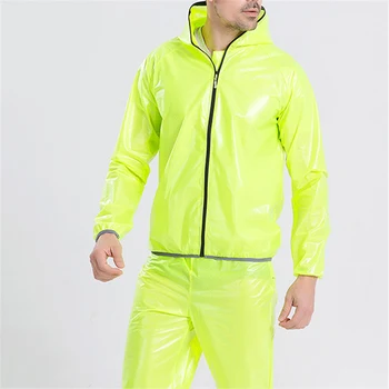 

1 Set Rain Suit For Men Women Hooded Rainwear Waterproof Outdoor Solid Color Jacket & Trouser