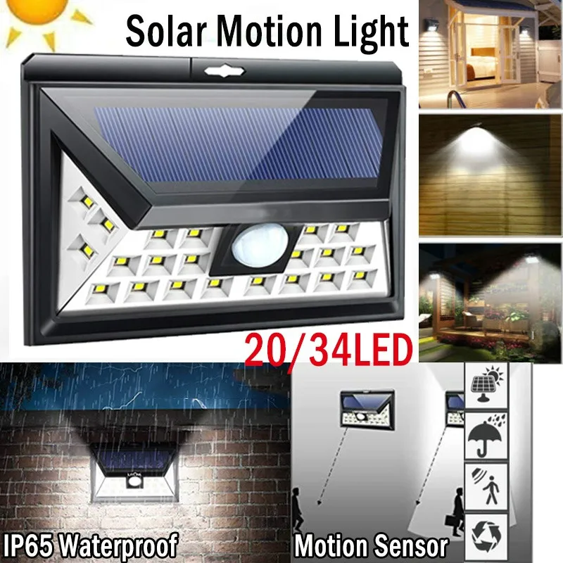 

20LED/34LED Solar Sensors Motion Lights Wall Solar Light Outdoor Security Lighting Nightlight Waterproof IP65 Detector