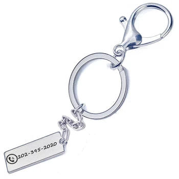 

Personalized Hand Stamped Square Keychain Stainless Steel Anti-lost Keyring Name Date Coordinate Braided Rope Custom Jewelry