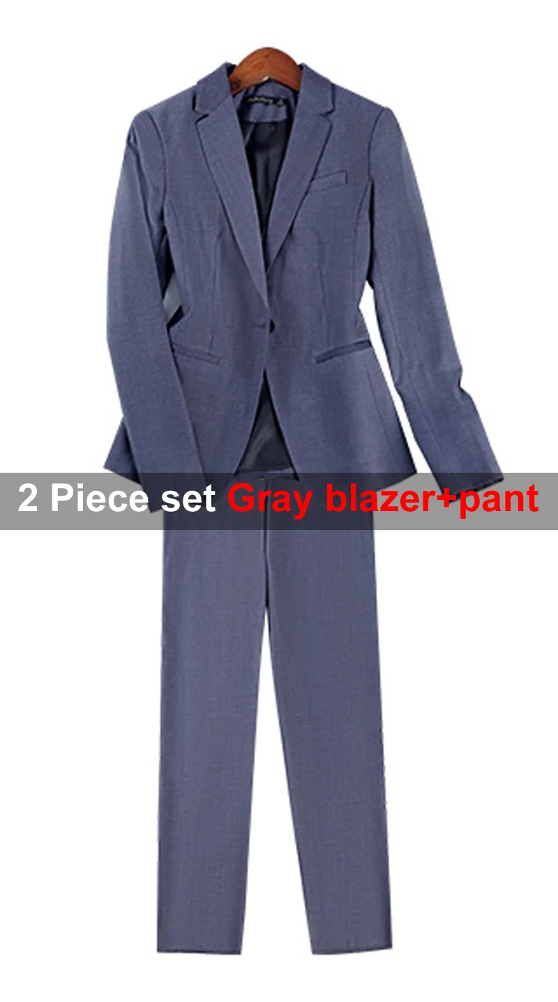 Gray pant suits Новые брючные костюмы для женщин офисные женские брюки Блейзер комплект 2 шт. формальные брюки пиджак деловой костюм Женская одежда размера плюс 4XL - Цвет: Gray pant suits