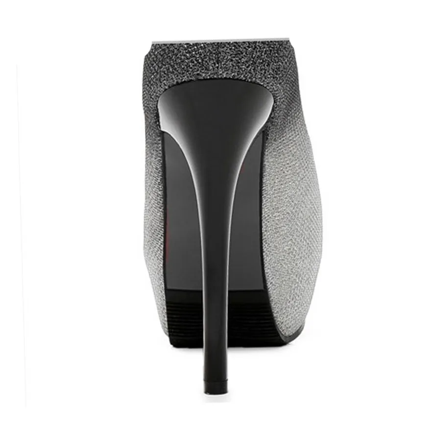 Women Spell Color Sequined Cloth Pumps 2024 Autumn Peep Toe High Heels Woman Wedding Rosy Red Party Fashion Platform Shoes 34-40