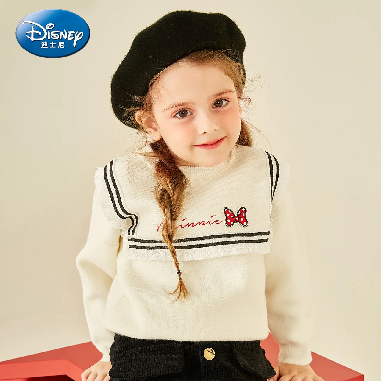 

Disney Children's Girls Sweater 2019 Sweet College Wind Top Kids Minnie Sleeve Hairdo Girls Sweaters Fall Sweater Kids Sweaters