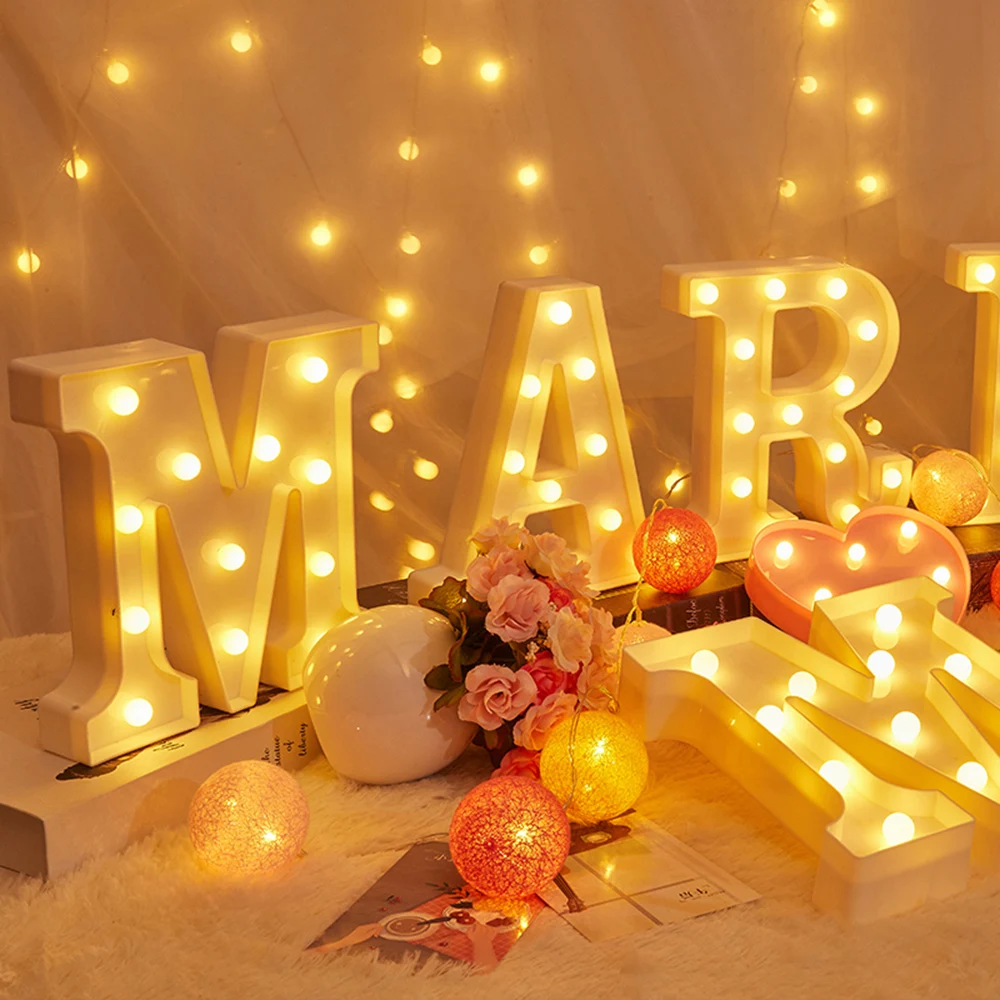 DIY LED буквы 26 Английский 0 9 цифровой номер креативный светящийся светодиодный