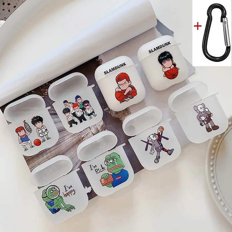 Комбинированный чехол с изображением лягушки и черепа для airpods 1 2 чехол Bluetooth наушники airpod полупрозрачный мягкий ТПУ чехол с карабином