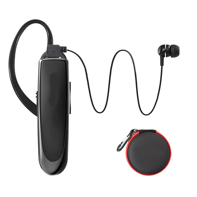 Мини Бизнес Bluetooth наушники с Ушные крючки Беспроводной гарнитура с микрофоном громкой связи спортивные наушники стерео Bluetooth Car Kit - Цвет: Black-bag