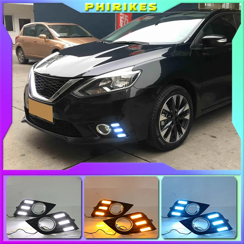 

LED Daytime Running Light Waterproof Car 12V LED DRL fog Lamp with Turn Signal style Relay For Nissan Altima Teana 2017 2018