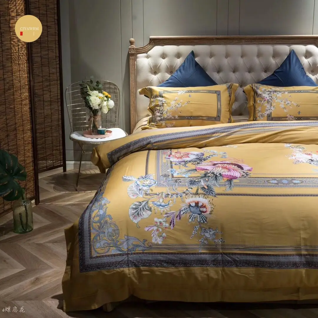 Европейский Египетский Хлопок Покрывала Постельное белье мягкий сатин постельные принадлежности цветочный пасторальный пододеяльник наволочки постельное белье люкс