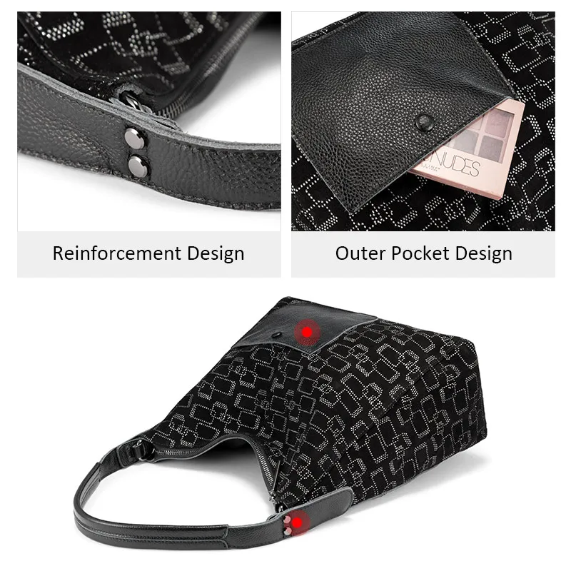  REALER female shoulder bag genuine leather large tote bags for women 2019 hobos patchwork luxury ha