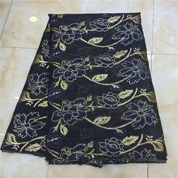 

2020 Wholesale high-quality gauze lace black African lace fabrics and sequins African French wedding lace fabrics 5 yards